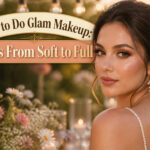 A collage of different glam makeup styles.